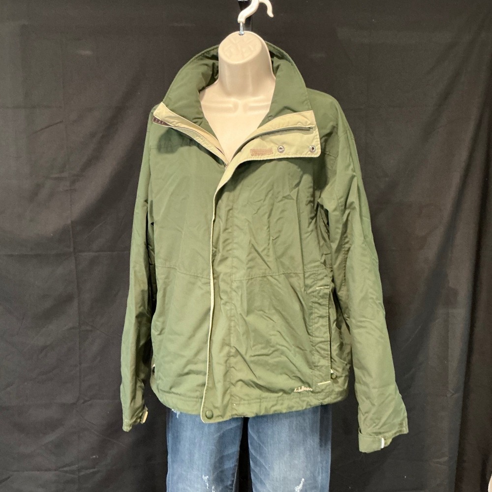 L.L. Bean Full‎ Zip Jacket 0BCY9 Medium Green Nylon Windbreaker Mens Regular